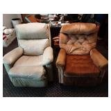 2-Recliners 1-Leather, 1-Fabric