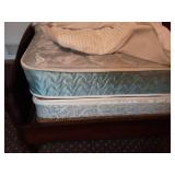 Vintage Single Bed with Fancy Crown Head Board, Foot Board, Rails, Mattress, Box Spring & Bedding