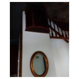 Fancy Curved Front Cabinet 4-Drawers, 2-Doors 29x12x30 & Oval Wall Mirror 24x18
