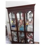 Lighted 2-Door Glass Doll Display Case  & Collection Of Dolls Many With Original Boxes 78x48x14
