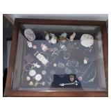 Glass Display Table With Contents: