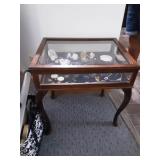 Glass Display Table With Contents: