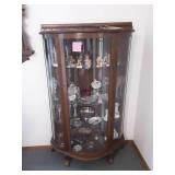 Curved Glass Curio With Key 38x18x64