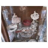 3-Shelves Of Vintage Glassware, Silver Plate & Figurines