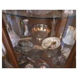 3-Shelves Of Vintage Glassware, Silver Plate & Figurines