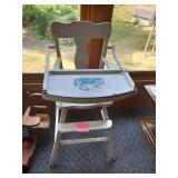 Vintage High Chair With Metal Tray Insert