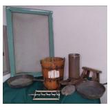 Vintage kitchen tools, window scree...