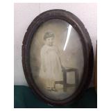 Vintage oval picture, wood crate, c...