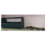 vintage wood toolbox wrenches see p...