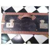 Vintage suitcase, and garden apron....