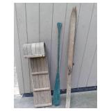 vintage toboggan, oar, and skin