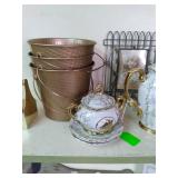Large lot of home decor, Tea set, g...