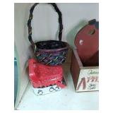 large lot of vintage items in tote...