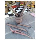 vintage tub full of farm implementa...
