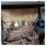 Tall metal storage shelf with misc ...
