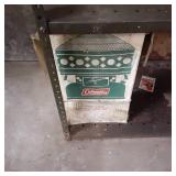 Tall metal storage shelf with misc ...