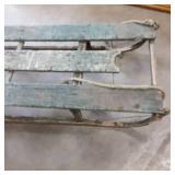 Green Wood Vintage snow toboggan wi...