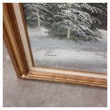 Large Framed Canvas Winter Scene Oi...
