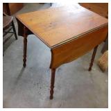 Vintage drop leaf wood table with c...