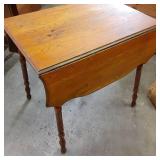 Vintage drop leaf wood table with c...