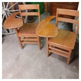 Pair of 2 solid Wood Vintage school...