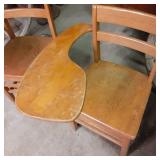Pair of 2 solid Wood Vintage school...
