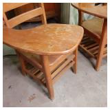Pair of 2 solid Wood Vintage school...