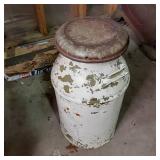 White Vintage Metal milk can with t...