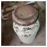 White Vintage Metal milk can with t...