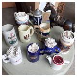 Box of Collectible Beer Steins and ...