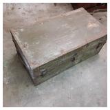 Vintage Green luggage trunk with br...