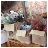3 boxes of dried or faux flower arr...
