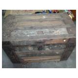 Vintage Wood and Metal Storage Trun...