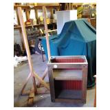 2 handmade wooden coat racks along ...