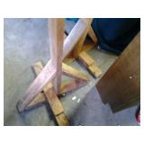 2 handmade wooden coat racks along ...