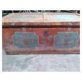 Antique Solid Wood Trunk has handle...