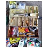 Tackle box full of tackle, (2) ice ...