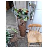 (2) vintage chairs, metal small ben...