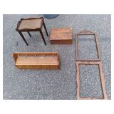 (2) wood Frames, wood coat rack wit...
