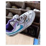 shoe shelf with shoes (mostly 8&9),...