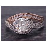 Stunning 1.39 Carat Diamond Swirl Ring in Two-Toned 14k Gold