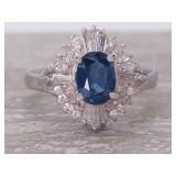 Amazing Ocean Blue Sapphire and Diamond Ring in Platinum