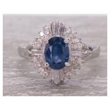 Amazing Ocean Blue Sapphire and Diamond Ring in Platinum