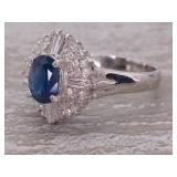 Amazing Ocean Blue Sapphire and Diamond Ring in Platinum