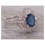 Amazing Ocean Blue Sapphire and Diamond Ring in Platinum
