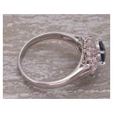 Amazing Ocean Blue Sapphire and Diamond Ring in Platinum