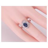Amazing Ocean Blue Sapphire and Diamond Ring in Platinum