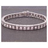 Gorgeous 2.4 Carat Art Deco Styled Diamond Tennis Bracelet in 14k Gold