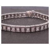 Gorgeous 2.4 Carat Art Deco Styled Diamond Tennis Bracelet in 14k Gold