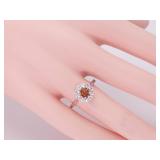 Fancy Orange GIA Certified Diamond with White Floral Halo in 14k Gold